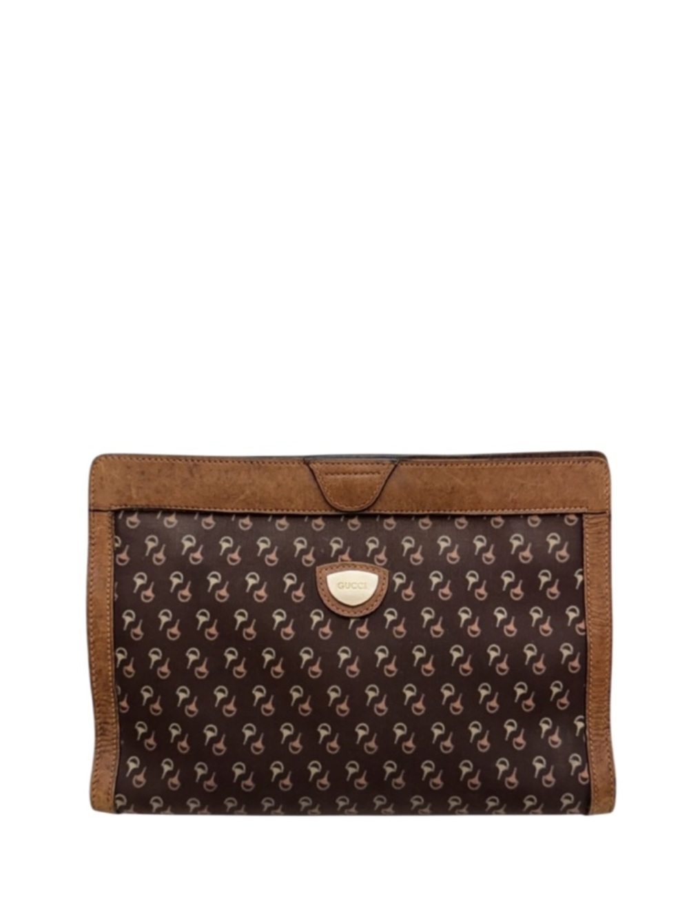GUCCI - BROWN TAN ROSE HORSEBIT TRAVEL BAG POUCH